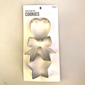 Martha Stewart Collection Cookie Cutters Set Of 3 Metal Star Bow Heart $17 NEW